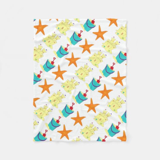 Sand Toys Castle Bucket Shovel Beach Fleece Deken (Voorkant)