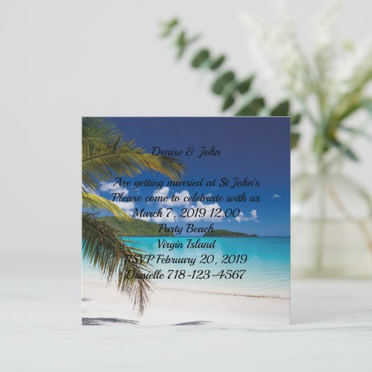 Sand Tropical Beach Wedding Kaart (Staand voorkant)