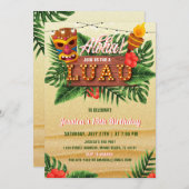 Sand Tropical Luau Birthday Invitation Kaart (Voorkant / Achterkant)