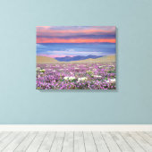 Sand Verbena & Dune Primrose Wildbloemen op zonson Canvas Afdruk (Insitu (Houten vloer))