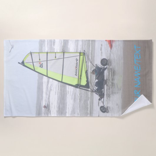 Sand Yachting met Seagul Cust. Beach Towel Strandlaken (Voorkant)