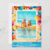 Sand Zee Beach Umbrellas Kerstmis Feestdagenkaart (Voorkant)