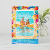 Sand Zee Beach Umbrellas Kerstmis Feestdagenkaart (Staand voorkant)