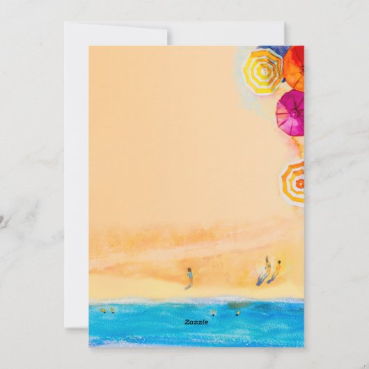 Sand Zee Beach Umbrellas Kerstmis Feestdagenkaart (Achterkant)