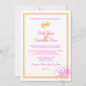 Sand+Zee/oranje+fuschia/bruiloft Uitnodigingen (Achterkant)