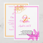 Sand+Zee/oranje+fuschia/bruiloft Uitnodigingen (Voorkant / Achterkant)