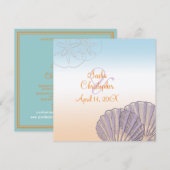 Sand+Zee/paars+oranje/bruiloft Uitnodigingen (Voorkant / Achterkant)