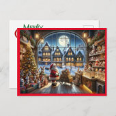 Sanda Claus bij speelgoed store Feestdagenkaart (Voorkant / Achterkant)