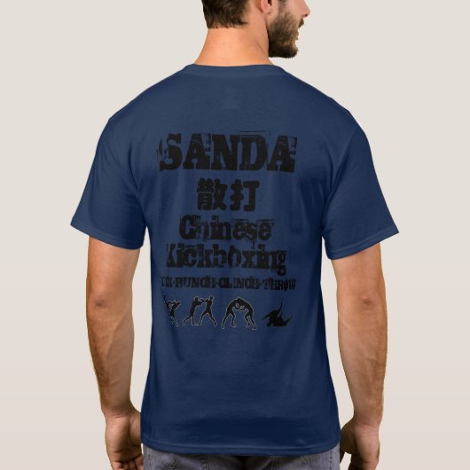 Sanda T-Shirt - Kick Punch Clinch Throw (Achterkant)