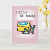 Sandaal gele portemonnee, roze verjaardag kaart (Gele Bloem)