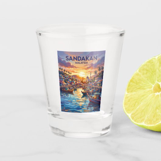 Sandakan Maleisië Shot Glas (Voorkant)