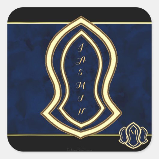 Sandal of the Prophet (blauw) marmer & Gold Vierkante Sticker (Voorkant)