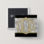 Sandal of the Prophet (White) Marble & Gold Vierkante Button 5,1 Cm (Voorkant /achterkant)