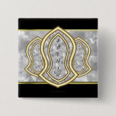 Sandal of the Prophet (White) Marble & Gold Vierkante Button 5,1 Cm (Voorkant)