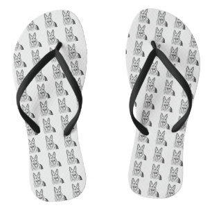 Sandalen - B&W Duitse herder blokpatroon Teenslippers