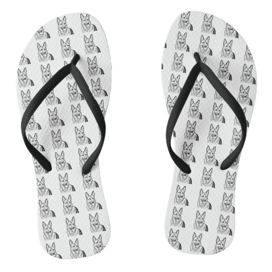 Sandalen - B&W Duitse herder blokpatroon Teenslippers (Voetbed)