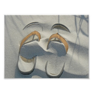 Sandalen in de zand foto afdruk