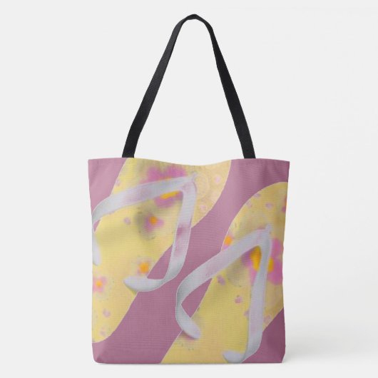 Sandalen met gele vlek tote bag (Achterkant)