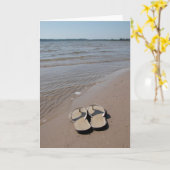 Sandalen op het strand kaart (Gele Bloem)