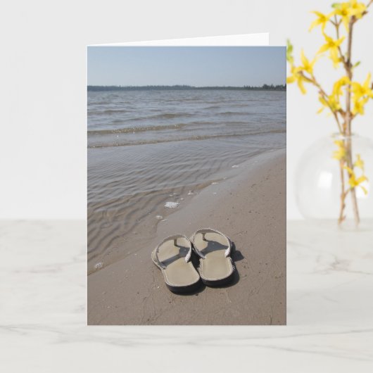 Sandalen op het strand kaart (Gele Bloem)