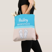 Sandalen op het strand Monogrammed bruidsmeisje br Tote Bag (Dichtbij)