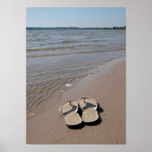 Sandalen op het strand poster
