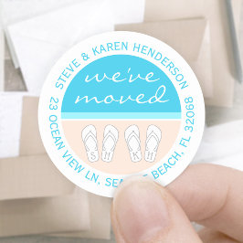 Sandalen op het strand We hebben retouradreslabels Ronde Sticker