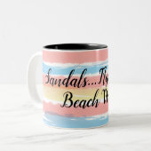 Sandalen Teenslippers Strandgolven Waterverf Strep Tweekleurige Koffiemok (Voorkant links)