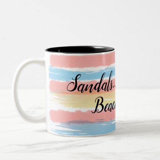 Sandalen Teenslippers Strandgolven Waterverf Strep Tweekleurige Koffiemok (Links)