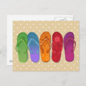 Sandalen teenslippers strandpartij - zandstippen briefkaart (Voorkant / Achterkant)