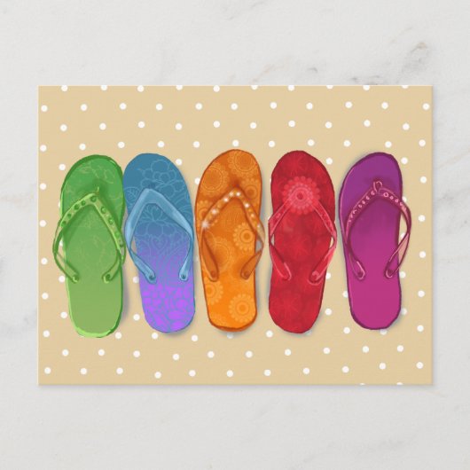 Sandalen teenslippers strandpartij - zandstippen briefkaart (Voorkant)