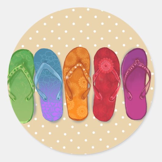 Sandalen teenslippers strandpartij - zandstippen ronde sticker (Voorkant)