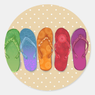 Sandalen teenslippers strandpartij - zandstippen ronde sticker