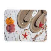 Sandalen, zeeschelpen en Starfish in de strand Magneet (Horizontaal)