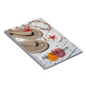 Sandalen, zeeschelpen en Starfish in de strand Notitieboek (Rechterzijde)