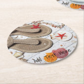 Sandalen, zeeschelpen en Starfish in de strand Ronde Kartonnen Onderzetter (Gebogen)