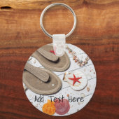 Sandalen, zeeschelpen en Starfish in de strand Sleutelhanger (Voorkant)