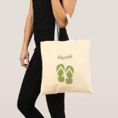 Sandals flip flop zomer groene aangepaste canvas t tote bag (Voorkant (product))