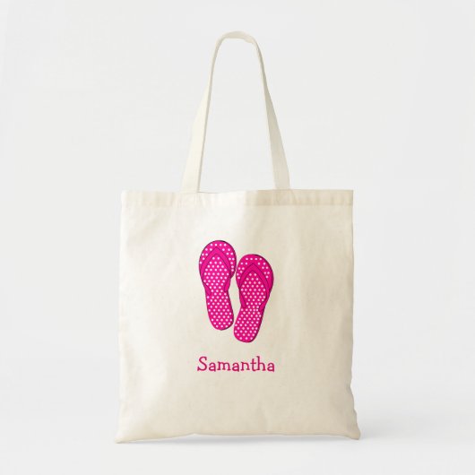 Sandals flip flop zomer roze aangepaste naam tote bag (Voorkant)