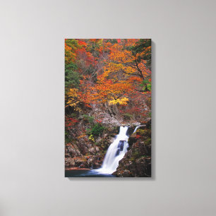 Sandankyo Waterfall in het najaar Canvas Afdruk