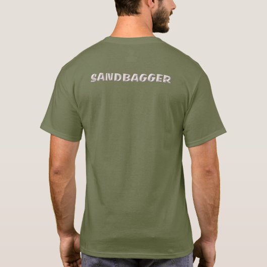 Sandbagger mannen vermoeidheid groen T-shirt achte (Achterkant)