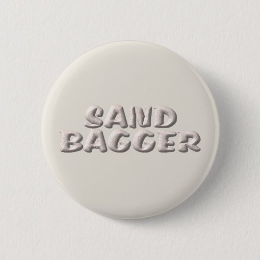 Sandbagger witte zanden knop ronde button 5,7 cm (Voorkant)