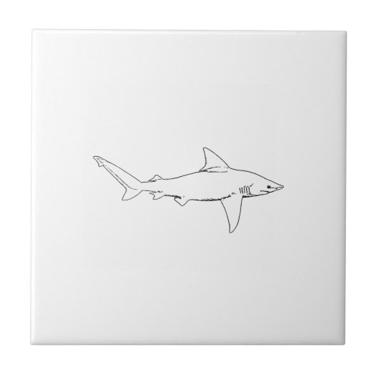 Sandbar Shark Illustration (lijnkunst) Tegeltje (Voorkant)