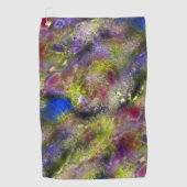 Sandblasted gesplatterde gele rode verf op katoen golfhanddoek (Voorkant)