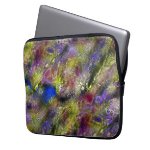 Sandblasted gesplatterde gele rode verf op katoen laptop sleeve