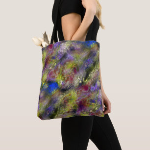 Sandblasted gesplatterde gele rode verf op katoen tote bag