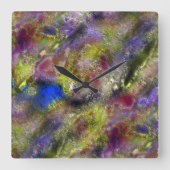 Sandblasted gesplatterde gele rode verf op katoen vierkante klok (Voorkant)