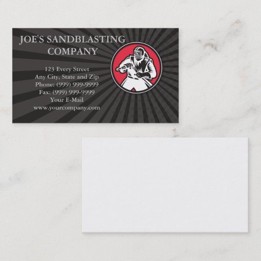 Sandblaster Sandblasting Circle Retro Visitekaartje (Voorkant / Achterkant)