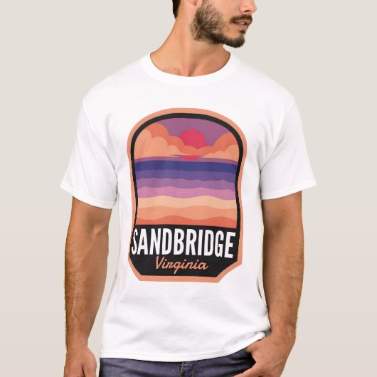 Sandbridge Beach VA Retro Sunset T-shirt (Voorkant)
