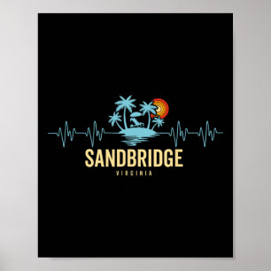 Sandbridge Beach Virginia Hartslag 80s Retro Stran Poster
